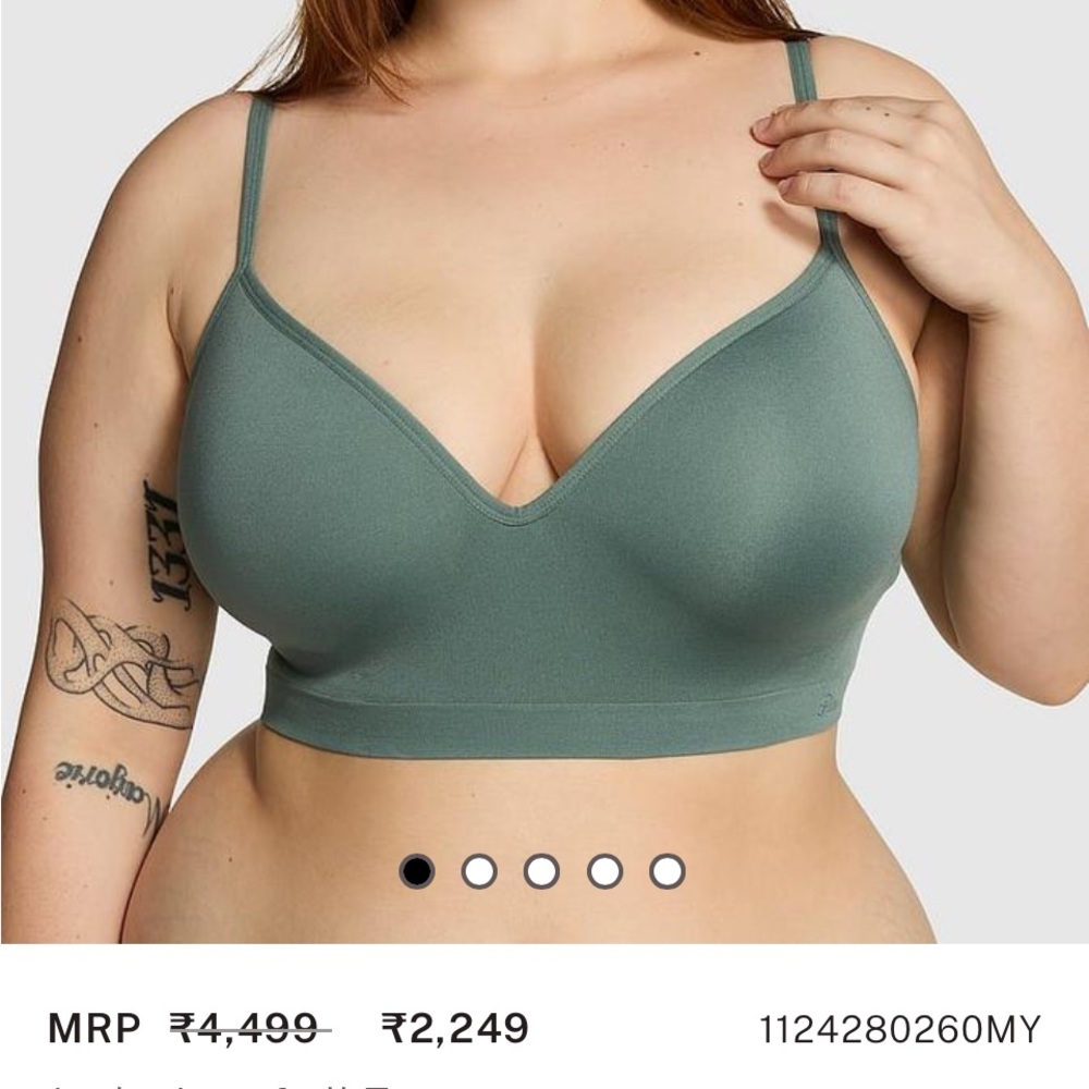 PINK Victoria's Secret Green Seamless Bra with Longline Design